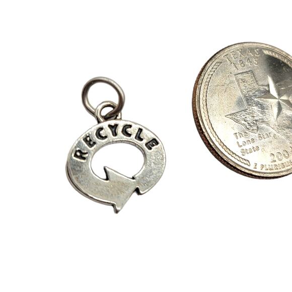 NEW Recycle Symbol .925 Sterling Silver Charm - Picture 2 of 3
